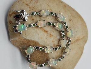 Ethiopian, Welo Opal. Chrome Diopside Bracelet